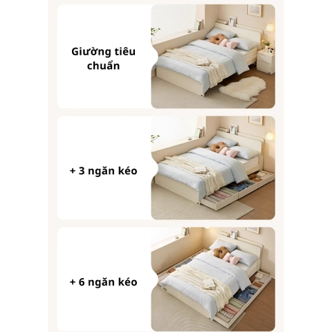 Giường 3 ngăn kéo có kệ đầu giường LẮP ĐẶT TẬN NHÀ Yapi-536