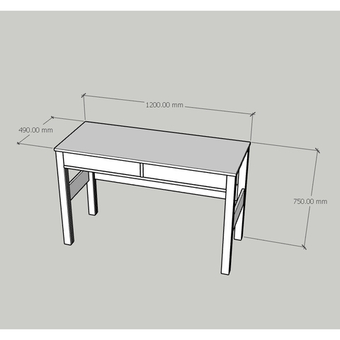 Bàn học 1m2, bàn làm việc 2 ngăn kéo kích thước 120x49x75cm Yapi-419