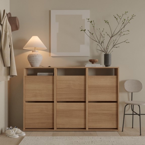 [FreeShip] Tủ Giày Cánh Lật 6 Ô Phong Cách Scandinavian 150x31x100cm Yapi-314