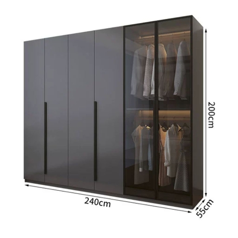 Tủ Quần Áo Gỗ MDF Cánh Kính Kết Hợp Bàn Trang Điểm Hiện Đại 200x50x240cm 242