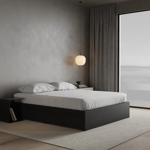 Giường Ngủ Bệt 2 Ngăn Kéo Bằng Gỗ MDF Nhập Yapi-507