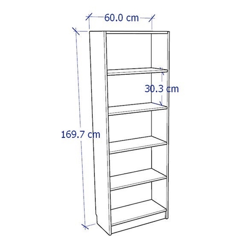 Kệ Sách 5 Tầng Cỡ Nhỏ Rộng 60cm Bằng Gỗ MDF Nhập Yapi-600-60