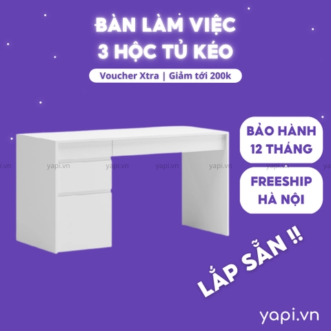 Bàn Học Bàn Làm Việc Kèm Hộc Tủ Bằng Gỗ MDF Nhập Yapi-411