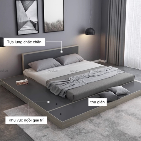 Giường ngủ bệt phối màu hiện đại thiết kế mở rộng Yapi-511