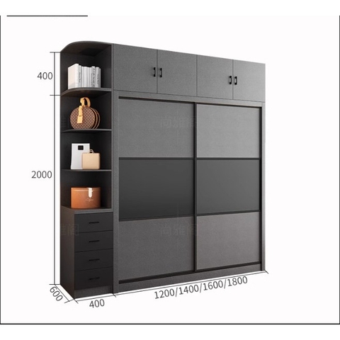 Tủ Quần Áo Cửa Lùa Phong Cách Bắc Âu Kích thước 200x60x240cm (DxRxC) Bằng Gỗ MDF - Yapi-217