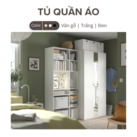 Combo Tủ Áo Cánh Kính và Kệ Để Đồ 200x57x200cm Yapi-229