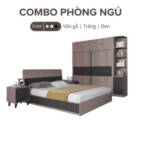 Combo Phòng Ngủ Hiện Đại Gồm Giường ngủ, Tủ Áo và Tủ đầu giường LẮP ĐẶT TẬN NHÀ YAPI Yapi-231