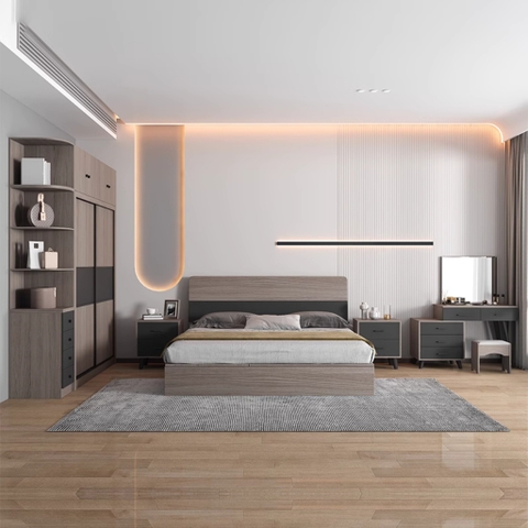 Combo Phòng Ngủ Hiện Đại Gồm Giường ngủ, Tủ Áo và Tủ đầu giường LẮP ĐẶT TẬN NHÀ YAPI Yapi-231