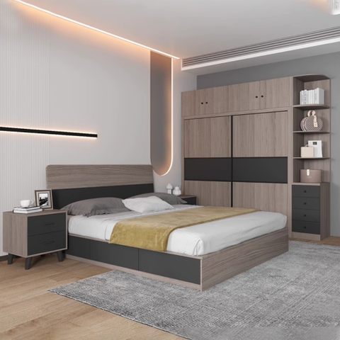 Combo Phòng Ngủ Hiện Đại Gồm Giường ngủ, Tủ Áo và Tủ đầu giường LẮP ĐẶT TẬN NHÀ YAPI Yapi-231