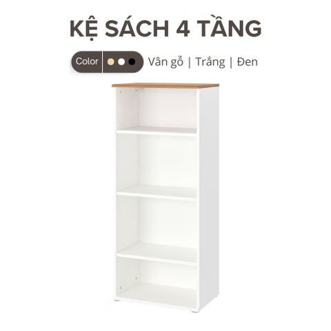 Kệ sách 4 tầng kích thước 60X33X140cm Vân gỗ Phối trắng Yapi-630