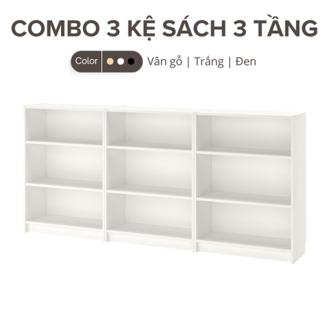 Combo 03 Kệ Sách 3 Tầng Kích thước 240x28x106cm LẮP SẴN Yapi-643