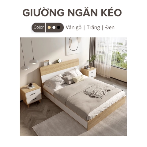 Giường Ngủ 3 Ngăn Kéo Và Ngăn Chứa Đồ Tiện Lợi LẮP ĐẶT TẠI NHÀ Yapi-526