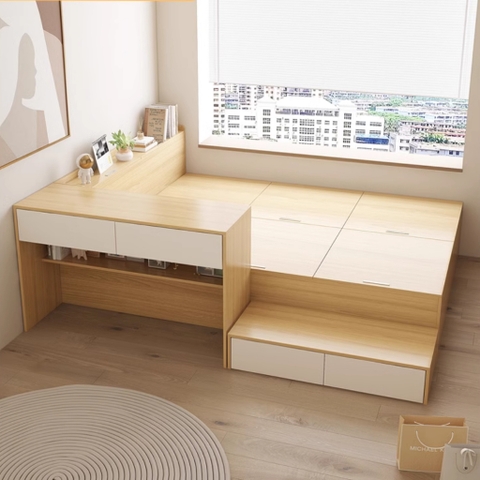 Combo Phòng Ngủ Cho Bé gồm Giường Ngủ, Bàn Học, Kệ Ngăn Kéo Yapi-528
