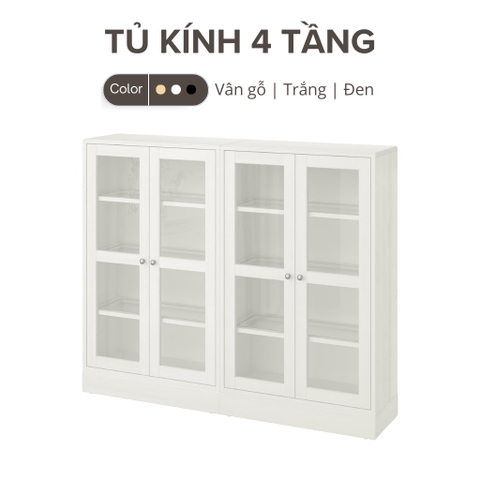 Combo 2 Tủ Cánh Kính 4 Tầng Bằng Gỗ MDF Lắp Sẵn Yapi-642