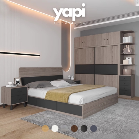 Combo Phòng Ngủ Hiện Đại Gồm Giường ngủ, Tủ Áo và Tủ đầu giường LẮP ĐẶT TẬN NHÀ YAPI Yapi-231