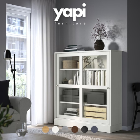 Tủ Kính 4 Tầng Cửa Trượt 121x37x134 cm LẮP SẴN Yapi-625