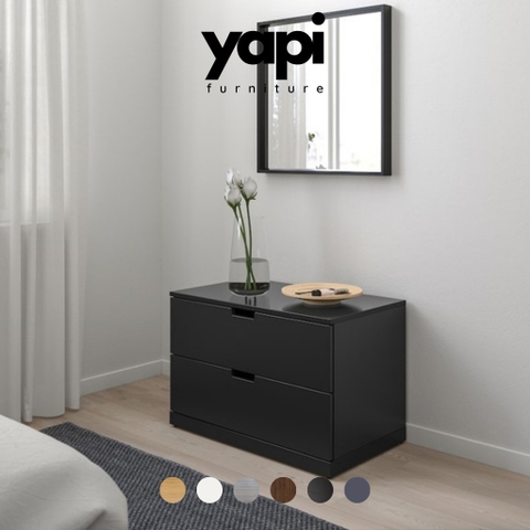 Tủ Để Đồ 2 Ngăn Kéo Lắp Sẵn Bằng Gỗ MDF 80x47x54cm Yapi-150