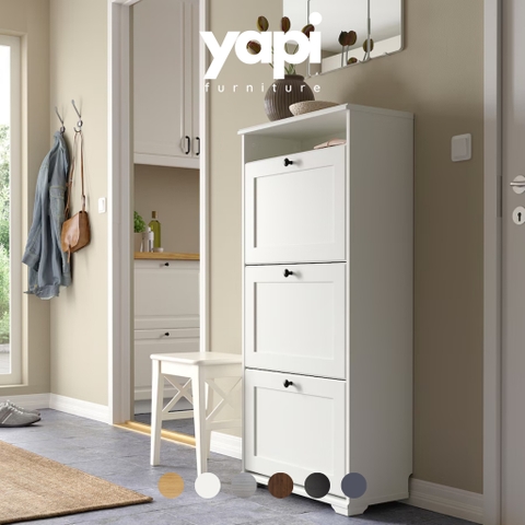 Tủ Để Đồ Tủ Giày 3 Ngăn Hiện Đại Bằng Gỗ MDF 61x30x130 cm Yapi-310