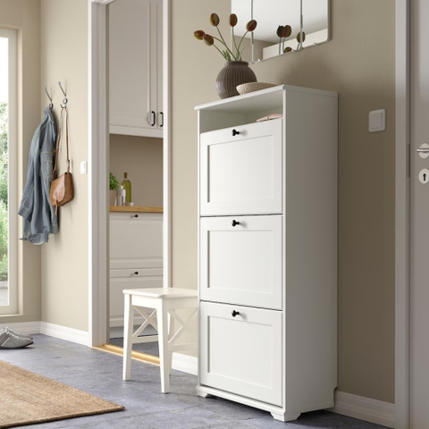 Tủ Để Đồ Tủ Giày 3 Ngăn Hiện Đại Bằng Gỗ MDF 61x30x130 cm Yapi-310