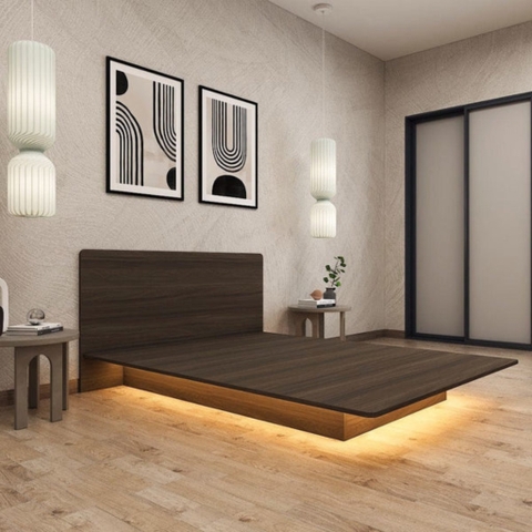 Giường Ngủ Gỗ Giấu Chân, Giường Bay Tích Hợp Đèn LED Yapi-535 202x20cm (DàixCao)