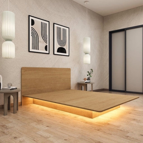 Giường Ngủ Gỗ Giấu Chân, Giường Bay Tích Hợp Đèn LED Yapi-535 202x20cm (DàixCao)