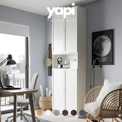 Kệ Sách Có Cánh 80x30x234cm (DxRxC) Gỗ MDF chống xước Yapi-652