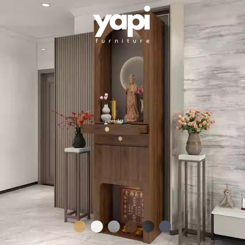 Tủ thờ gỗ đẹp dáng cao tích hợp đèn LED Yapi-1201 60x40x240cm