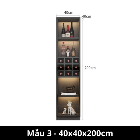 Tủ Rượu Gỗ MDF Cánh Kính Tích Hợp Đèn LED 160x40x200cm Yapi TK001