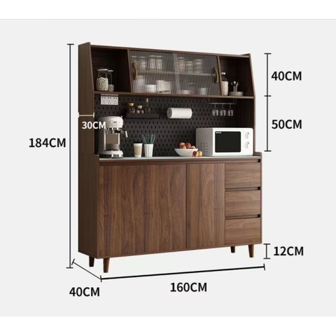 Tủ bếp đa năng để bát đĩa, lò vi sóng 160x40x184 cm Yapi-TB001