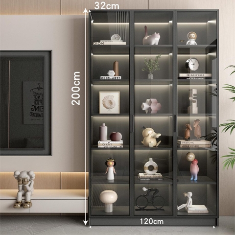 Tủ Trưng Bày Cánh Kính Tích Hợp Đèn LED 60x32x200cm Yapi TK003 Trang Trí Phòng Khách