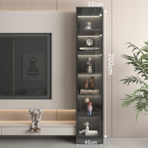 Tủ Trưng Bày Cánh Kính Tích Hợp Đèn LED 60x32x200cm Yapi TK003 Trang Trí Phòng Khách
