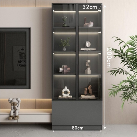 Tủ Trưng Bày Cánh Kính Tích Hợp Đèn LED 60x32x200cm Yapi TK003 Trang Trí Phòng Khách