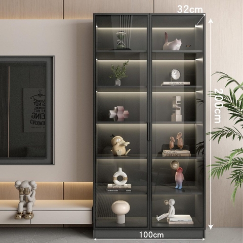 Tủ Trưng Bày Cánh Kính Tích Hợp Đèn LED 60x32x200cm Yapi TK003 Trang Trí Phòng Khách