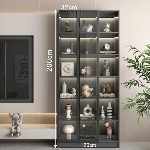 Tủ Trưng Bày Cánh Kính Tích Hợp Đèn LED 60x32x200cm Yapi TK003 Trang Trí Phòng Khách