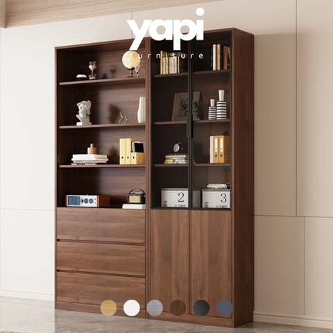 Tủ Sách Cánh Kính 160x32x200cm Yapi TK004 Trang Trí Phòng Khách, Phòng Làm Việc