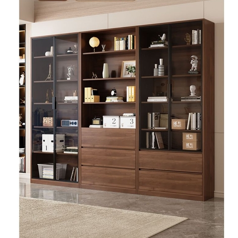 Tủ Sách Cánh Kính 160x32x200cm Yapi TK004 Trang Trí Phòng Khách, Phòng Làm Việc