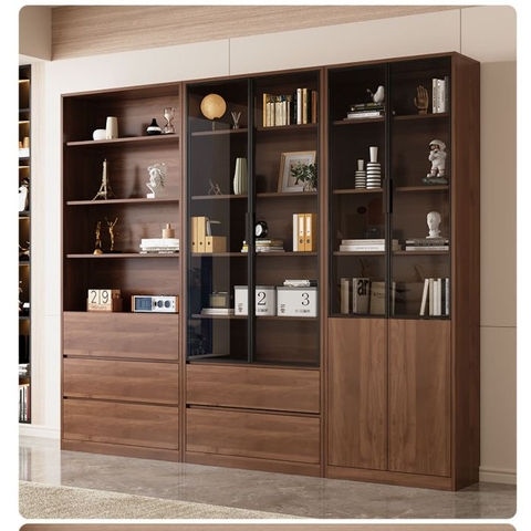Tủ Sách Cánh Kính 160x32x200cm Yapi TK004 Trang Trí Phòng Khách, Phòng Làm Việc