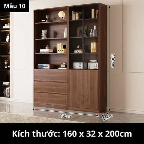 Tủ Sách Cánh Kính 160x32x200cm Yapi TK004 Trang Trí Phòng Khách, Phòng Làm Việc