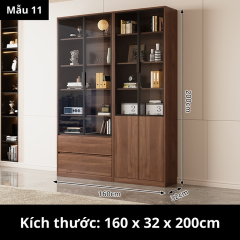 Tủ Sách Cánh Kính 160x32x200cm Yapi TK004 Trang Trí Phòng Khách, Phòng Làm Việc
