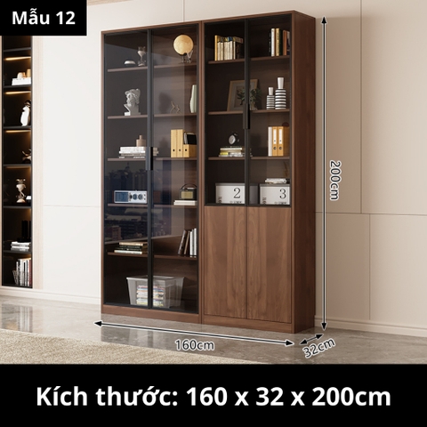 Tủ Sách Cánh Kính 160x32x200cm Yapi TK004 Trang Trí Phòng Khách, Phòng Làm Việc