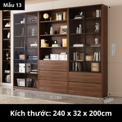 Tủ Sách Cánh Kính 160x32x200cm Yapi TK004 Trang Trí Phòng Khách, Phòng Làm Việc