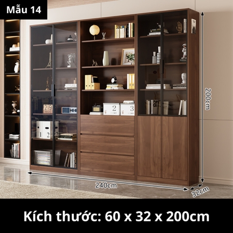 Tủ Sách Cánh Kính 160x32x200cm Yapi TK004 Trang Trí Phòng Khách, Phòng Làm Việc