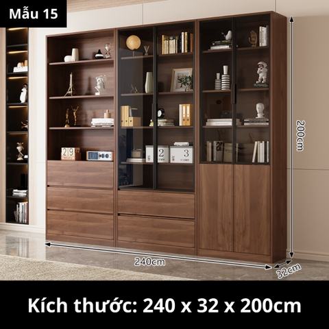 Tủ Sách Cánh Kính 160x32x200cm Yapi TK004 Trang Trí Phòng Khách, Phòng Làm Việc