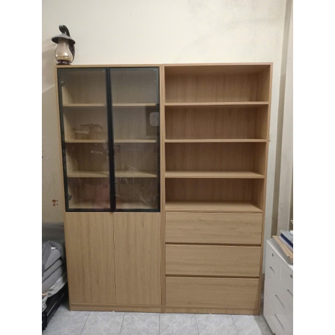 Tủ Sách Cánh Kính 160x32x200cm Yapi TK004 Trang Trí Phòng Khách, Phòng Làm Việc