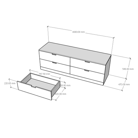 Tủ Để Đồ 4 Ngăn Kéo Bằng Gỗ MDF Lắp Sẵn Yapi-145