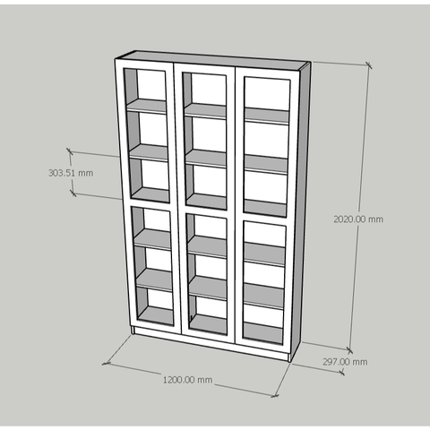 Tủ Kính 6 Tầng Kích thước 120x30x200cm Decor Phòng Làm Việc, Phòng Khách Yapi-623