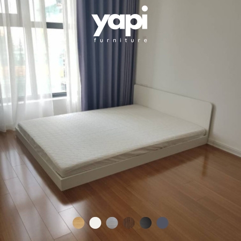 Giường Ngủ Bệt Cao 12cm Có Đầu Giường Gỗ MDF Nhập Khẩu Tự Lắp Tại Nhà Dễ Dàng GHC-9194
