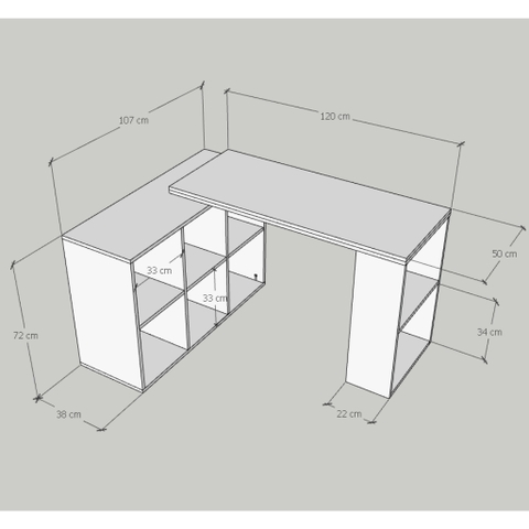 Bàn làm việc, bàn học kèm kệ sách thiết kế hiện đại 120x50x75cm Yapi-416