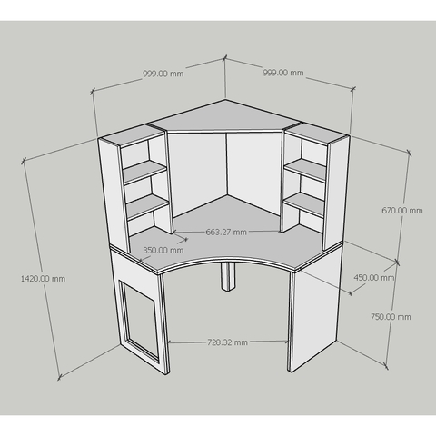 Bàn Góc, Bàn Học Bàn Làm Việc Đa Năng 100x100x142cm Có Kệ Để Đồ Siêu Tiện Dụng Yapi-418