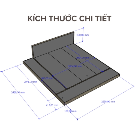 Giường ngủ bệt phối màu hiện đại thiết kế mở rộng Yapi-511